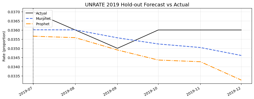 Detailed view of holdout forecast period